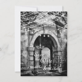 Romantic Ljus Goth Archway Bröllop spara datum Inbjudningar
