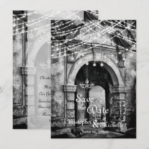 Romantic Ljus Goth Archway Bröllop spara datum Inbjudningar