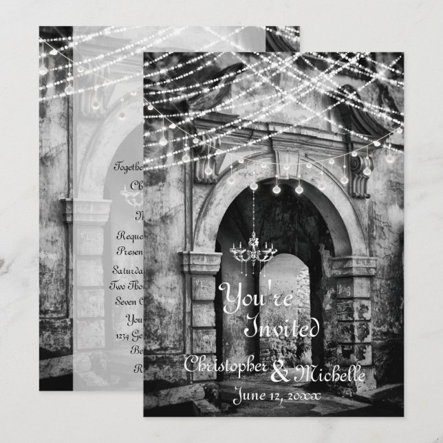 Romantic Ljus gotiic Archway Wedding bjudande Inbjudningar (Fram/baksida)