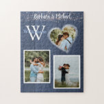 Romantic Ljus Photos Personlig Pussel<br><div class="desc">Det här pusslet är perfekt som en gåva till de nyfödda eller för en årsdag eller Alla hjärtans dag. Hjärtat och deras foto kommer att tala om historien med ljus med twinkling för ett ännu mer romantiskt ögonblick - för speciella dagen och för evigt ännu mer. Med sitt monogram och...</div>
