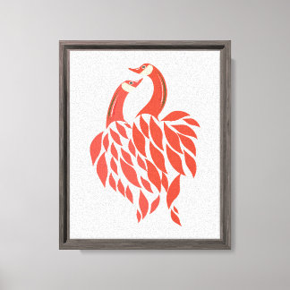 Romantic Love birds Feng Shui Art - Red Pair Symbo Canvastryck