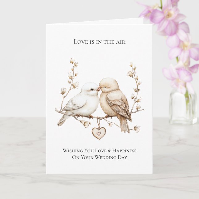 Romantic Love birds Heart Bröllop Kort (Orkide)