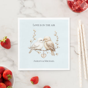 Romantic Love birds Heart Bröllop Pappersservett
