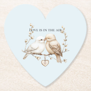Romantic Love birds Heart Bröllop Underlägg Papper