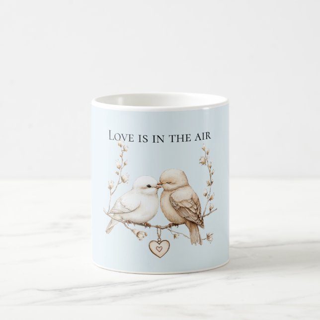 Romantic Love Birds Heart  Kaffemugg (Center)