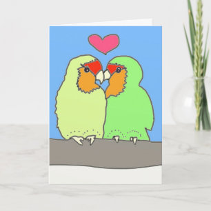 Romantic Love birds Kissing på Gren Helgkort