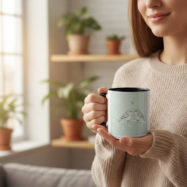 Romantic Love Birds Watercolor Combo Mug - Soft Bl Mugg