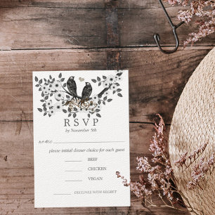 Romantic Love birds White Blommar Gren OSA Inbjudningar
