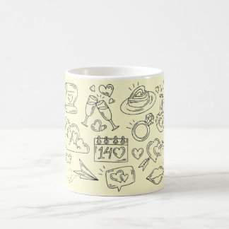 Romantic Love Doodle Illustration Coffee Mug Magisk Mugg