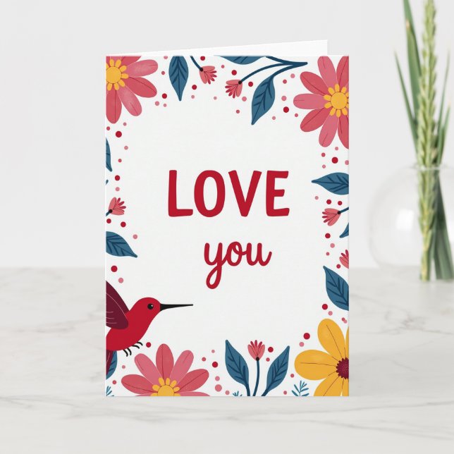 Romantic Love Floral Card Kort (Framsida)