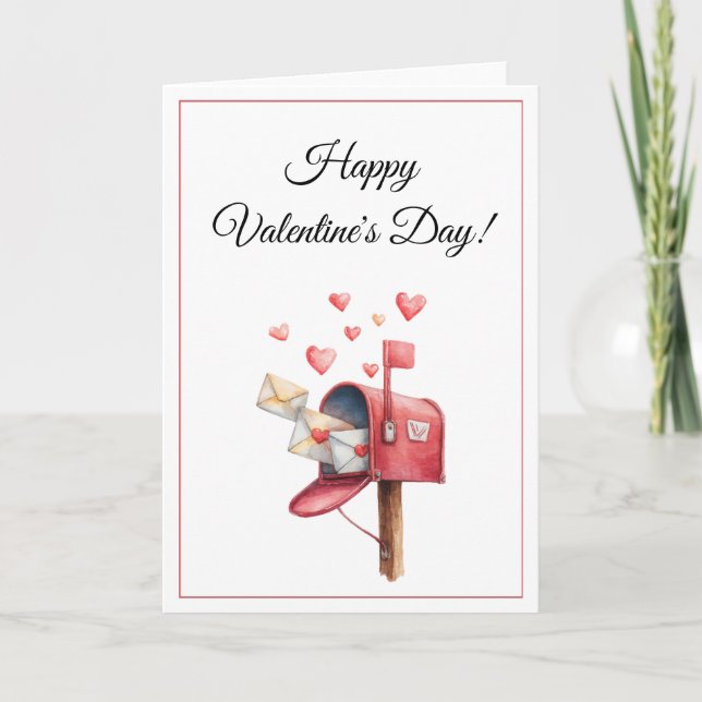 Romantic love Letter Mailbox Happy Valentine's Day Helgkort (Framsida)