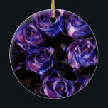 Romantic Love Purple Valentine Glitter Roses Julgransprydnad Keramik<br><div class="desc">Romantic Love Purple Valentine Glitter Roses</div>