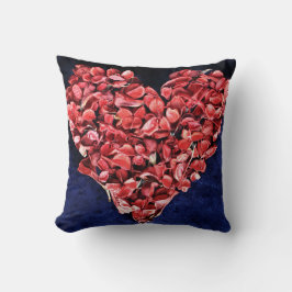 Romantic Love Rose Petal Red Heart Kudde