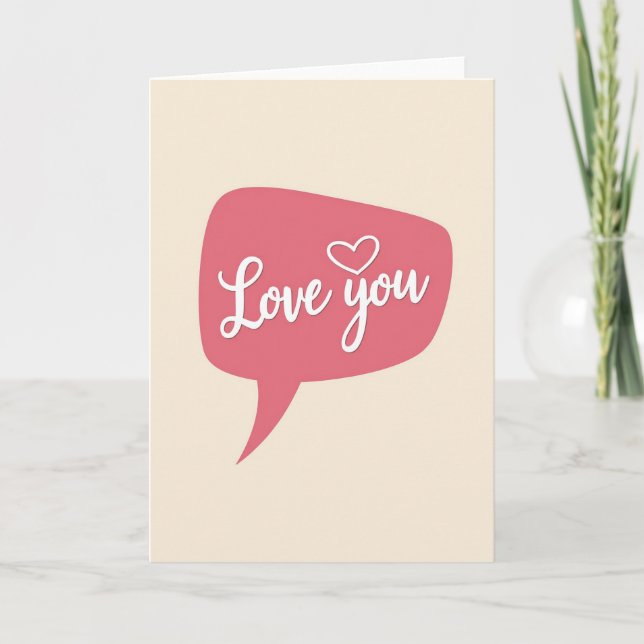 Romantic Love You Script Heart Card Kort (Framsida)