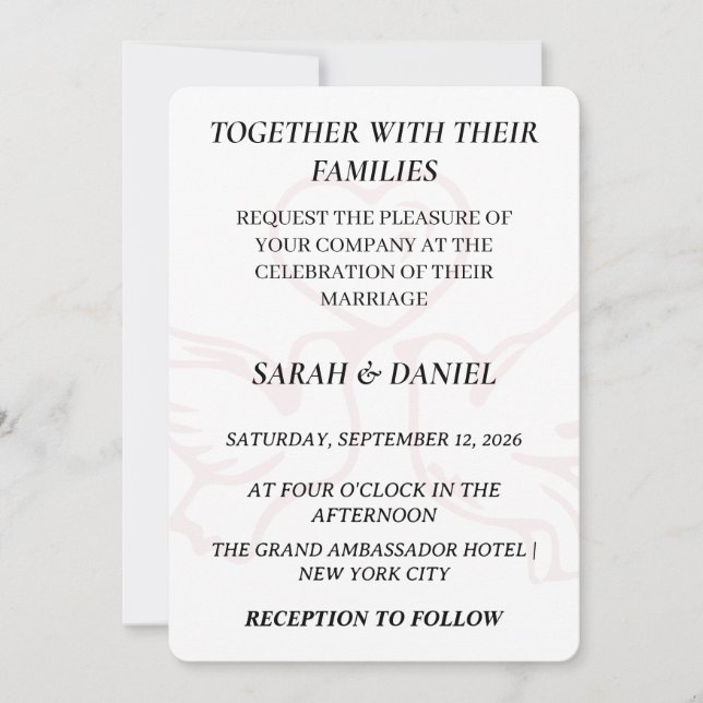 Romantic Lovebirds Heart Wedding Invitation | Lush Inbjudningar (Framsida)