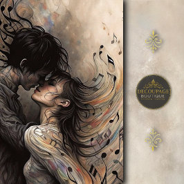 Romantic Lovers with Flowing Music Decoupage