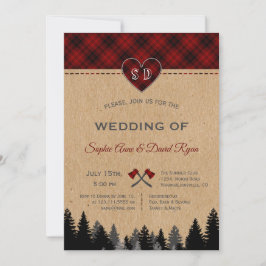Romantic Lumberjack Jill Red Buffalo Barn Bröllop Inbjudningar