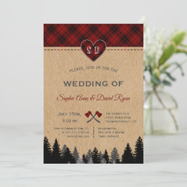 Romantic Lumberjack Jill Red Buffalo Barn Bröllop Inbjudningar