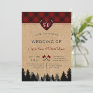 Romantic Lumberjack Jill Red Buffalo Barn Bröllop Inbjudningar