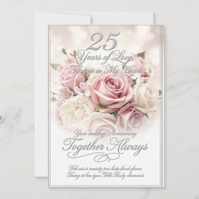 Romantic Luxury 25th Wedding Anniversary Card Julkort (Framsida)
