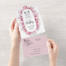 Romantic Magnolia Flowers Watercolor Bröllop