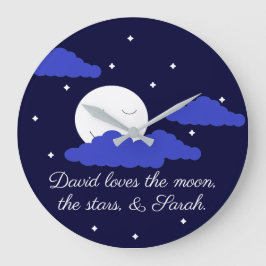 Romantic Måne med Stars Stor Klocka