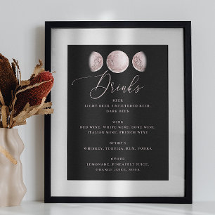 Romantic Måne Skriv menysignatur för Black Bröll Poster