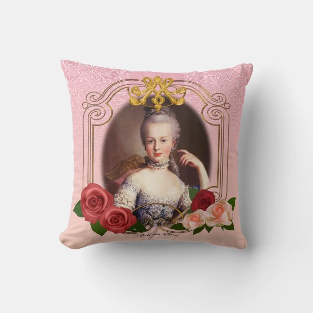 Romantic Marie Antoinette Throw Pillow Pink クッション Kudde (Framsida)