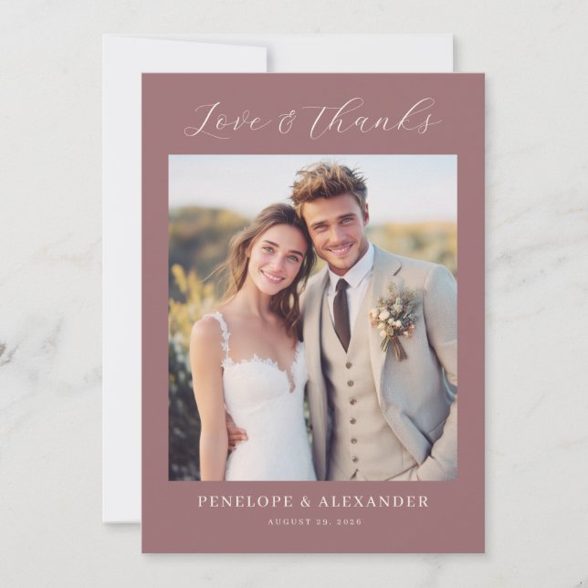 Romantic Maroon Minimalist Photo Tack Kort (Framsida)