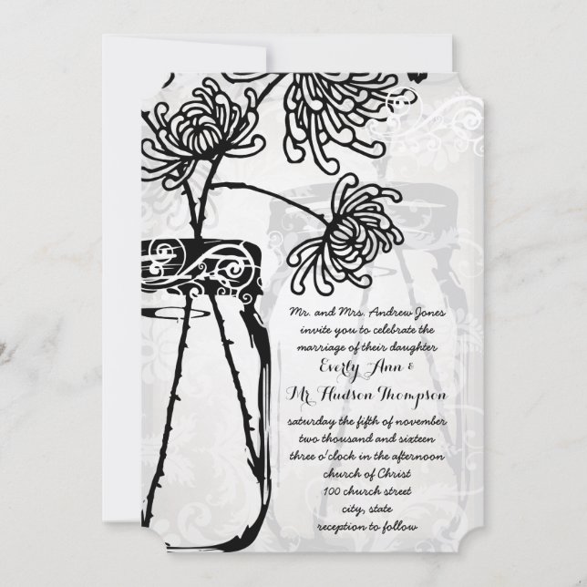 Romantic Mason Burk Shadows Damask Wedding Inbjudningar (Framsida)