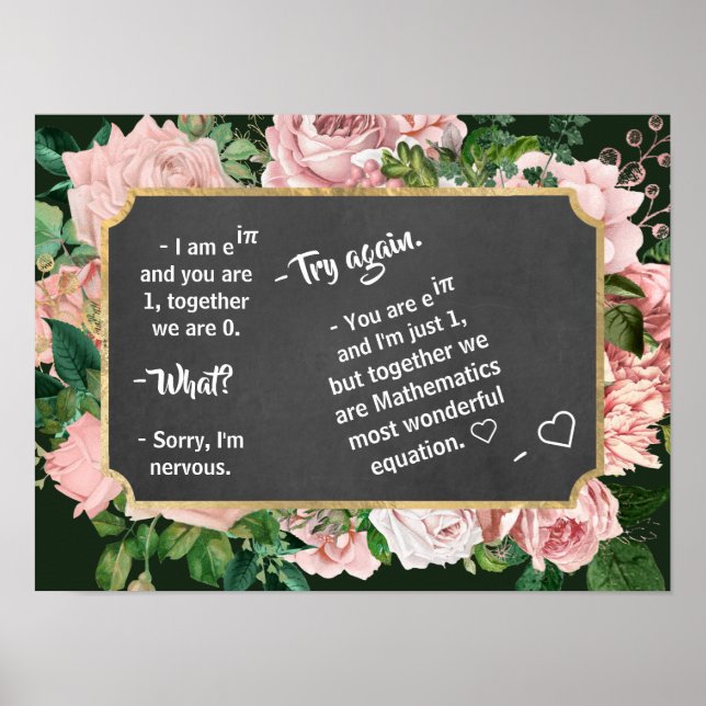 Romantic Math-dialogen i Black Board - Lustigt Poster (Framsidan)