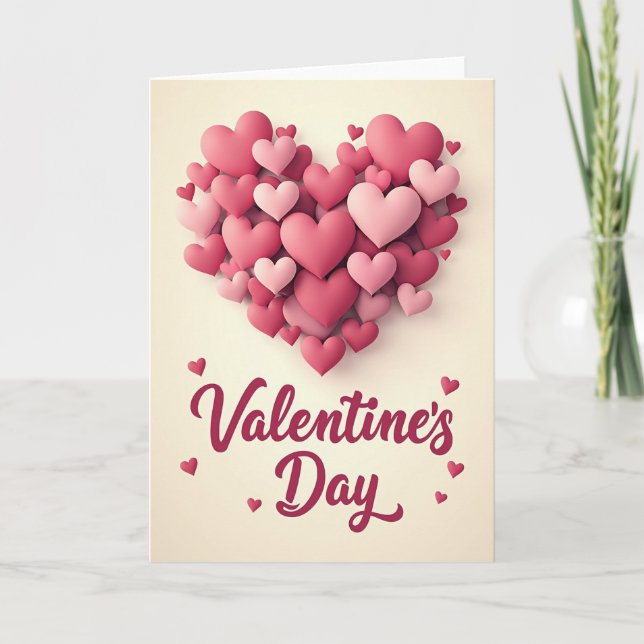 Romantic Matte Hearts Love Card Kort (Framsida)