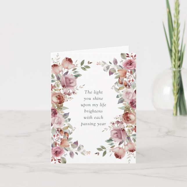Romantic Mauve Floral Valentine's Day  Helgkort (Framsida)