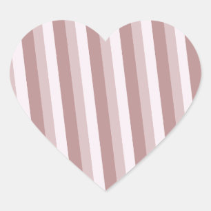 Romantic Mauve och Blek Rosa Stripe Hjärtformat Klistermärke