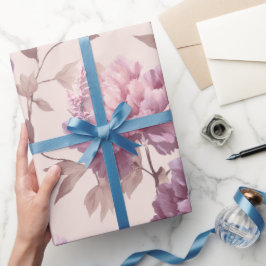 Romantic Mauve Peony Cream Floral Pattern Presentpapper