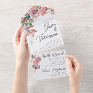 Romantic Mauve Watercolor Blommigt