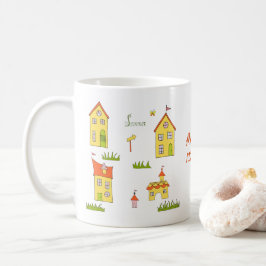 Romantic Min lilla lilla stad, minimalistisk kaffe Kaffemugg