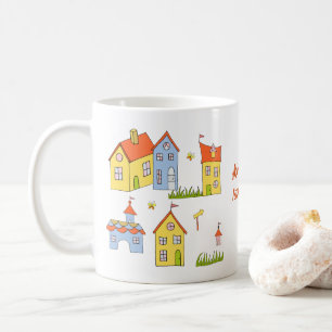 Romantic Min lilla lilla stad, minimalistisk kaffe Kaffemugg