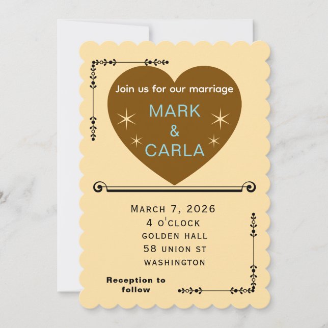 Romantic Minimal Wedding Invitation in Soft Beige. Inbjudningar (Framsida)