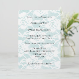 Romantic Mint White Blommigt Bröllop Inbjudningar