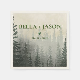 Romantic Misty Forest Träd Bröllopsfest Papper Pappersservett