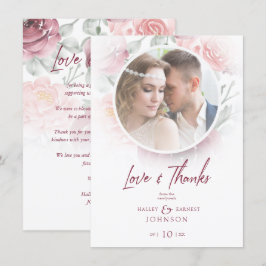 Romantic Modern Classic Floral Pink Shades Photo Tack Kort