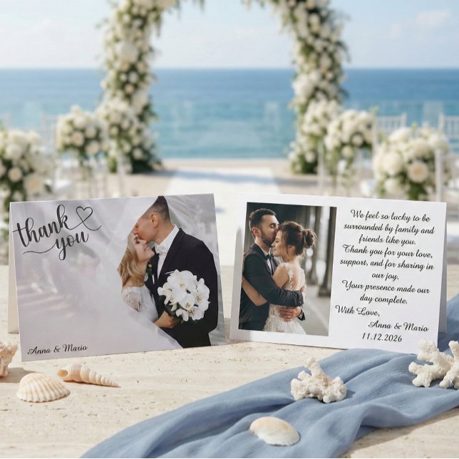Romantic Modern Ethereal Photo Wedding Tack Kort (Skapare uppladdad)