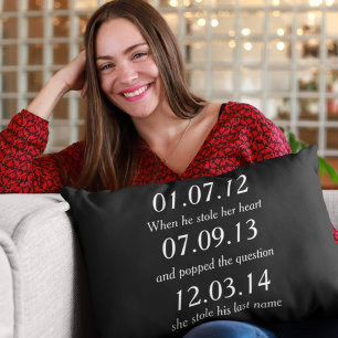 Romantic Moments Personalized Dates Custom Wedding Prydnadskudde