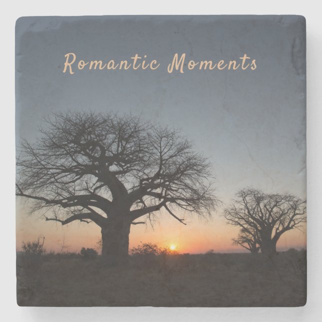 Romantic Moments Sunset Helig Baobabs-fotoptext Stenunderlägg (Framsidan)