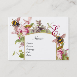 ROMANTIC MONOGRAM, cyklamener och honungsbin Visitkort