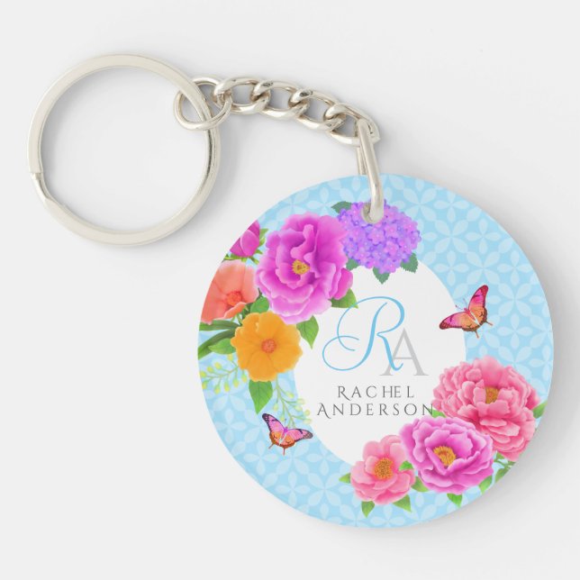 Romantic Monogram Peonies Garden Blue (Framsidan)