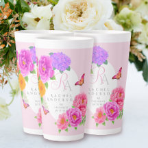 Romantic Monogram Peonies Garden Rosa
