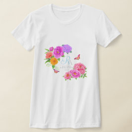 Romantic Monogram Peonies Garden T Shirt
