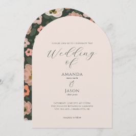 Romantic moody painted floral garden party wedding inbjudningar